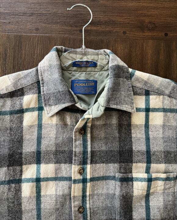 Pendleton Other - Pendleton Shirt Mens Medium Gray Plaid Wool Flannel Long Sleeve Lined Made USA